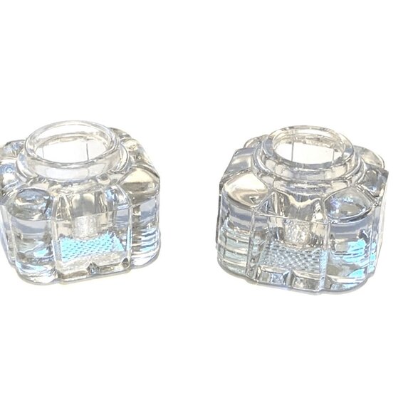 Antique British Art Deco Crystal Inkwell Set Of 2 - Picture 2 of 13